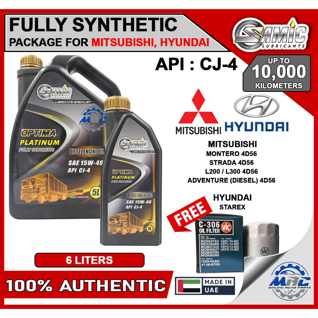 SAMIC OPTIMA PLATINUM 15W40 6 liters Mitsubishi Montero Strada GEN1Gen2 ...