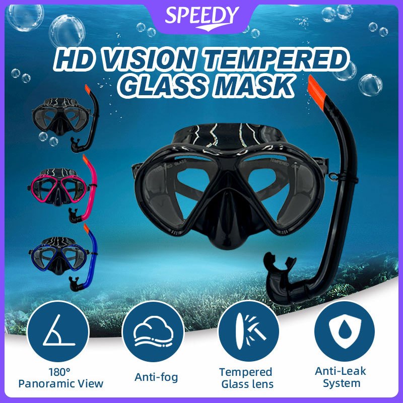 Speedy Diving Mask Snorkeling Set Adult Tempered Glass Snorkel Mask Wet ...