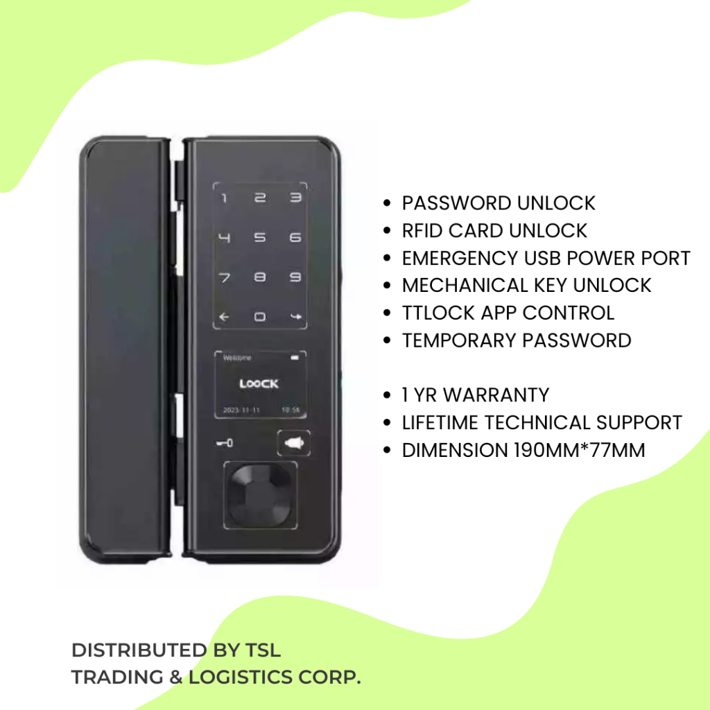 LOOCK G-01 SMART DOOR LOCK - Frameless Glass Door Lock Variant | Shopee ...