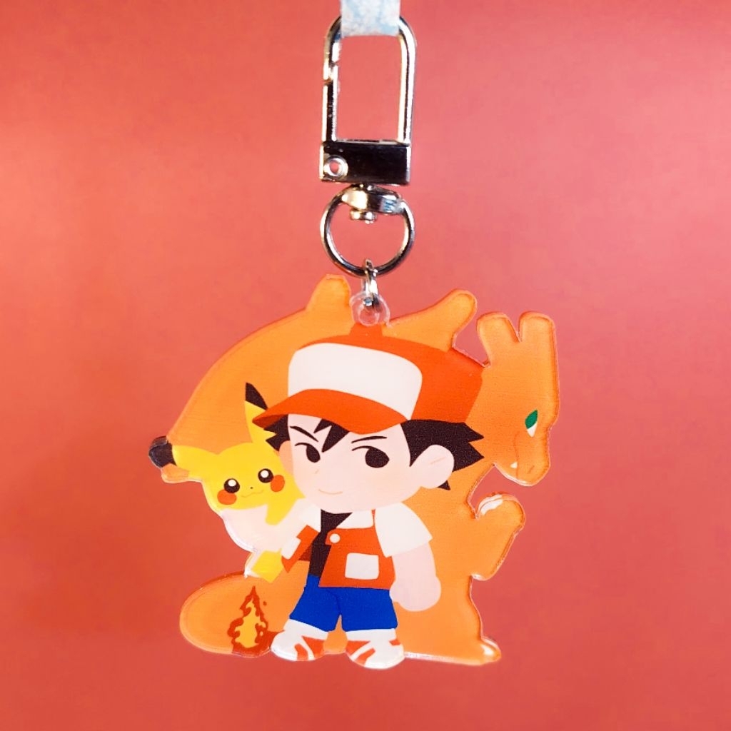 Red, Pikachu, and Charizard Pokemon Borderless Acrylic Charm | Shopee ...