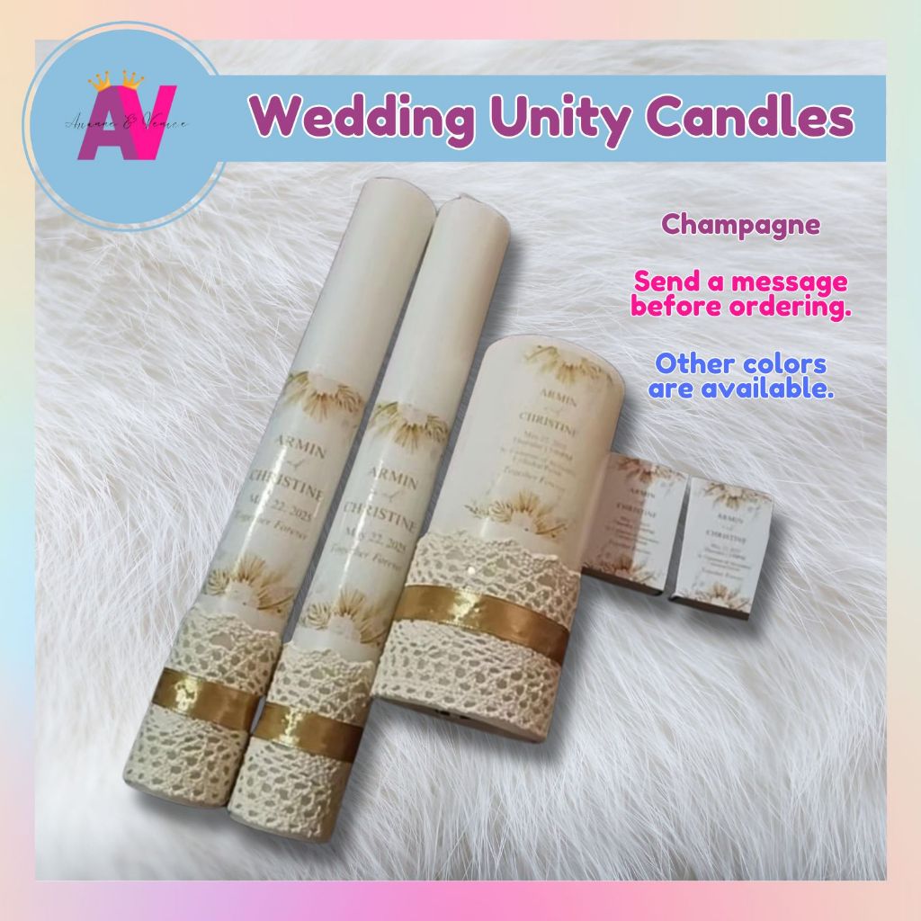 Personalized Wedding Unity Candles Champagne with Ribbon | Shopee ...