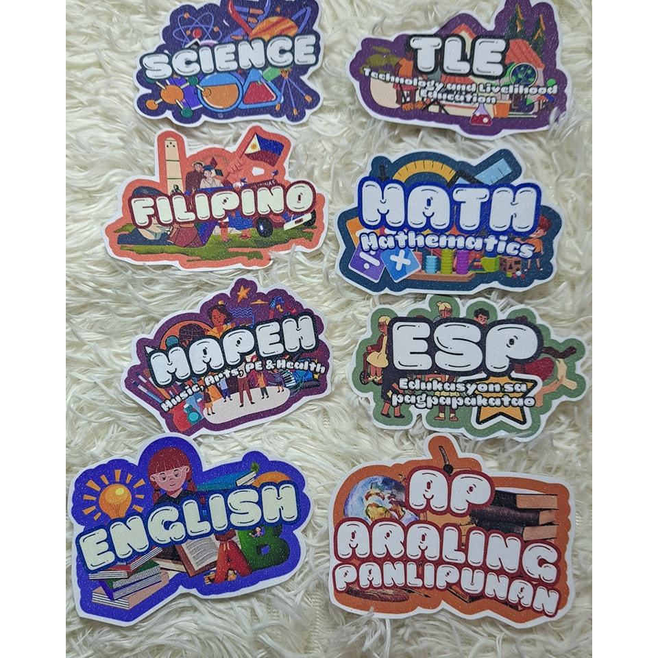 SUBJECT STICKER per PIECE W/ Glitter Finish | Shopee Philippines