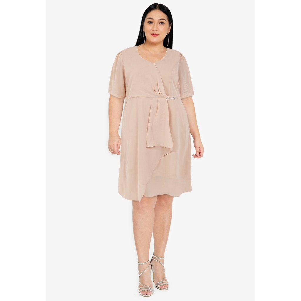 Divina Plus Size Slip-in Frill Pearl Detail Blouse Top main image 1