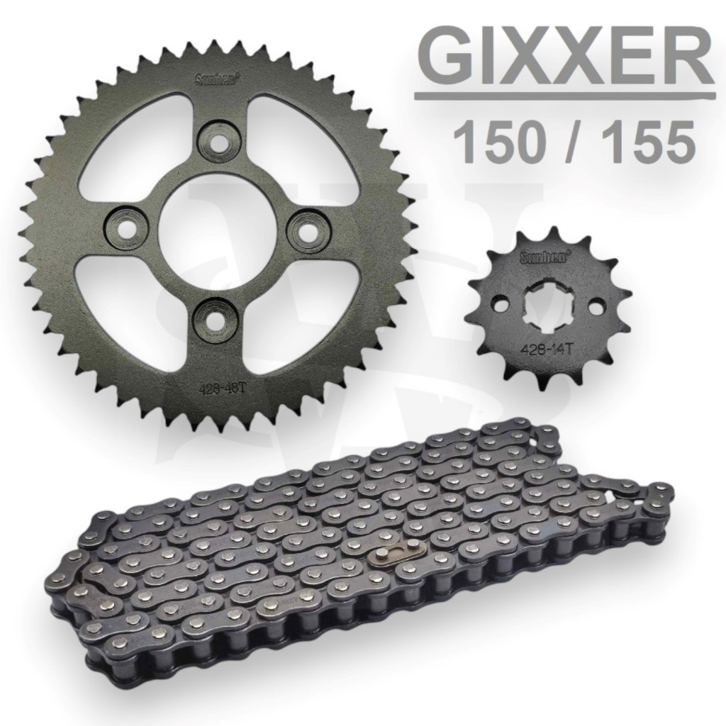 CHAIN AND SPROCKET SET GIXXER155 / GSX-R150 / GSX-S150 428/14T- 42T 45T ...
