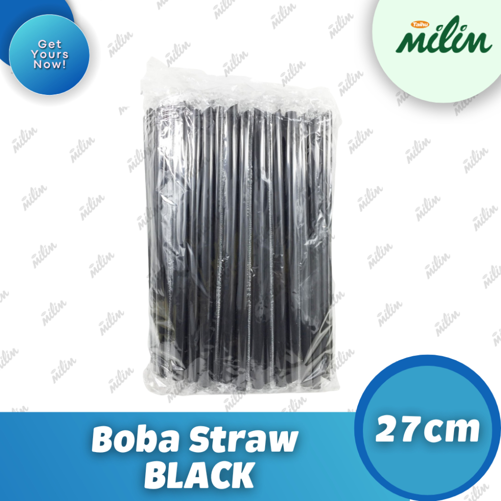 Boba Straw Individual Wrapped 27 CM (100 pcs) Black & Clear/ Milktea ...