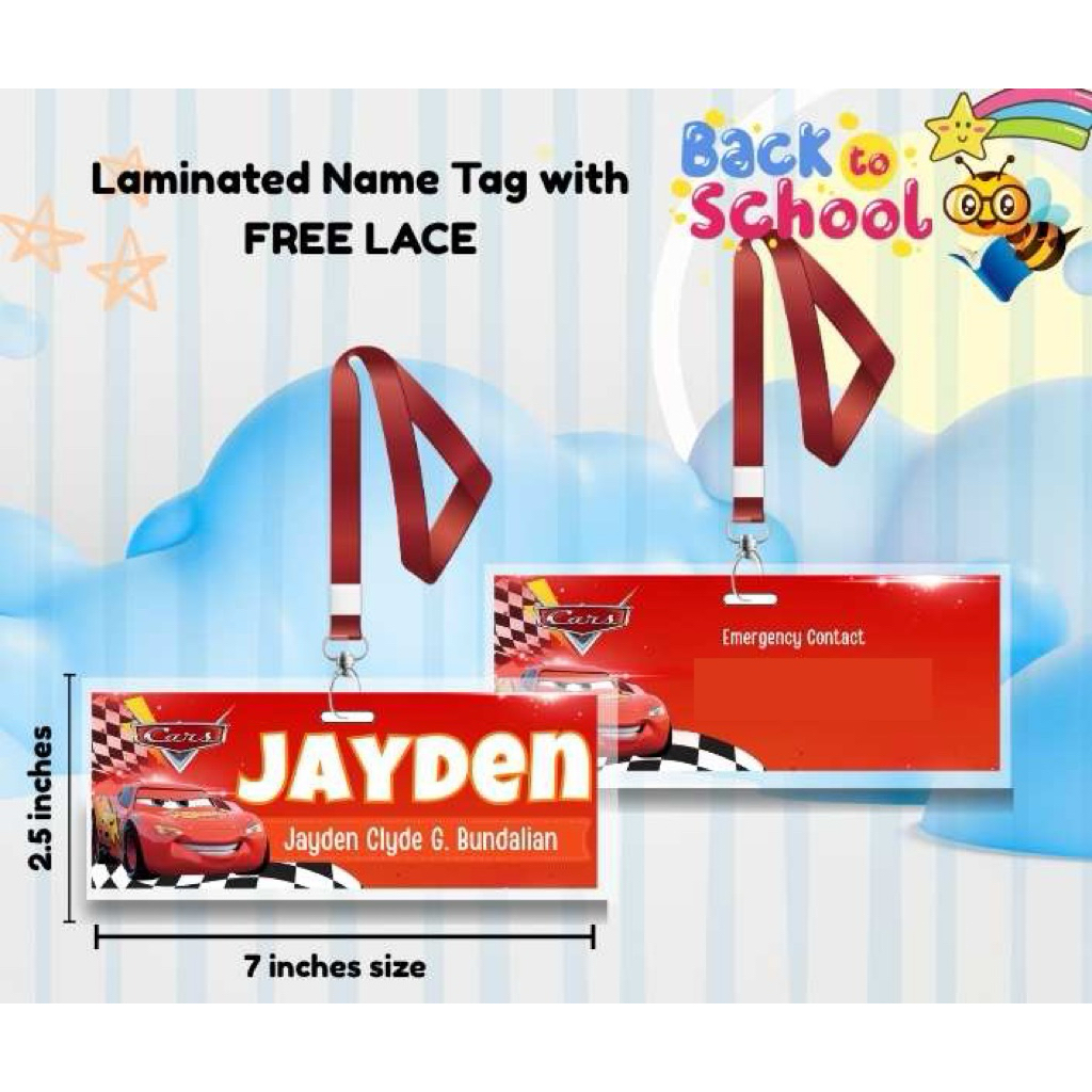 NAME TAG FOR KIDS LAMINATED with Free Lace | Shopee Philippines