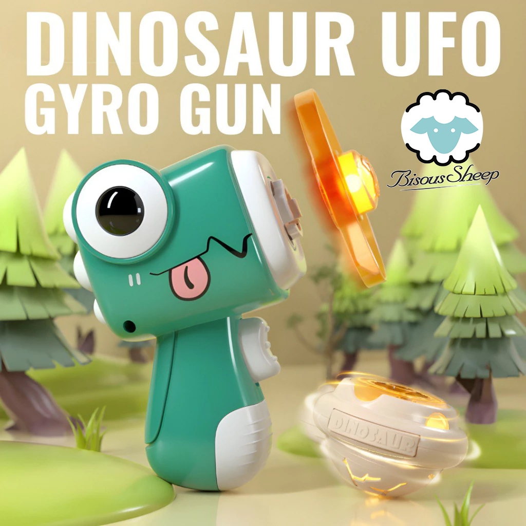 Dinosaur Gyro Flying Disc Gun Toys for kids Outdoor Luminous Frisbee ...