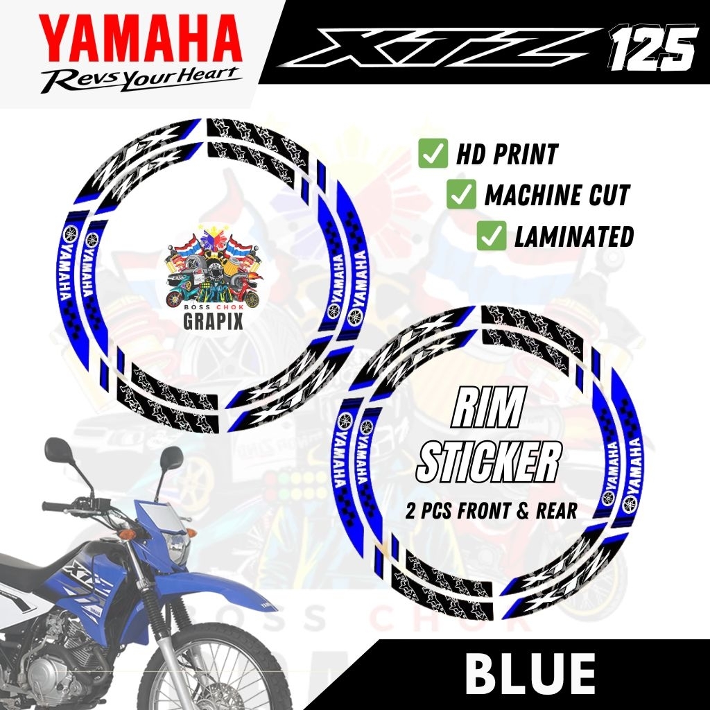 Yamaha XTZ 125 Rim Mags Decals Sticker Machine Cutout (Front & Rear ...