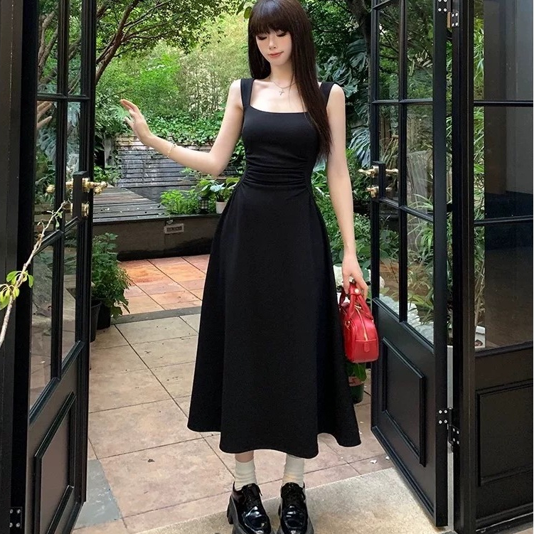 black dress shopee Black Open Back Maxi Dress