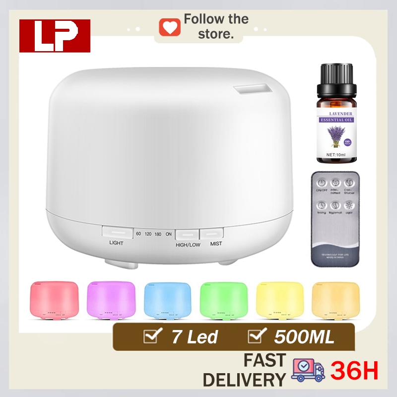 500ML 7LED Ultrasonic Aromatherapy Diffuser Air Humidifier With ...