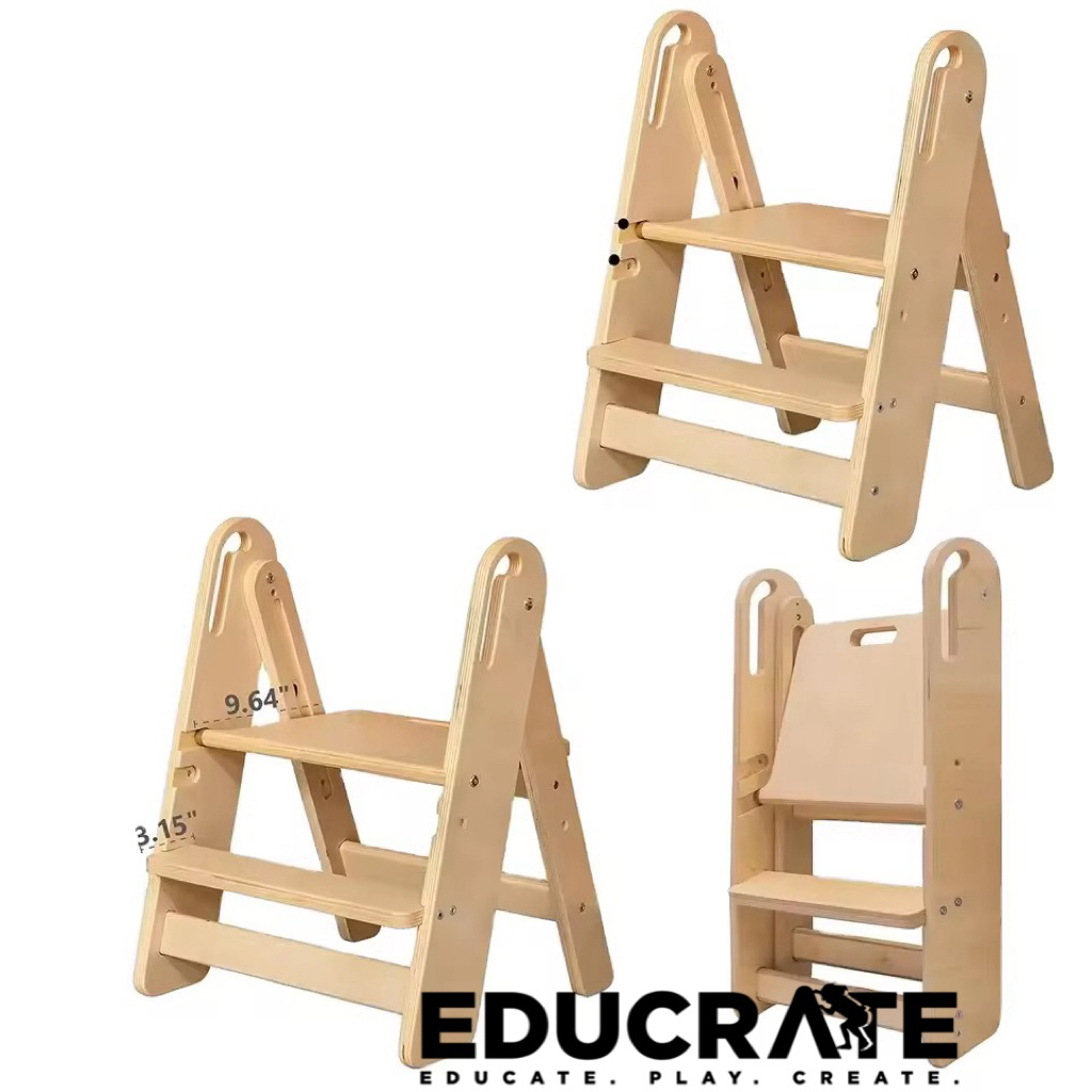 educratePH Emme Wooden Foldable Step Tower Step Stool Learning Tower ...