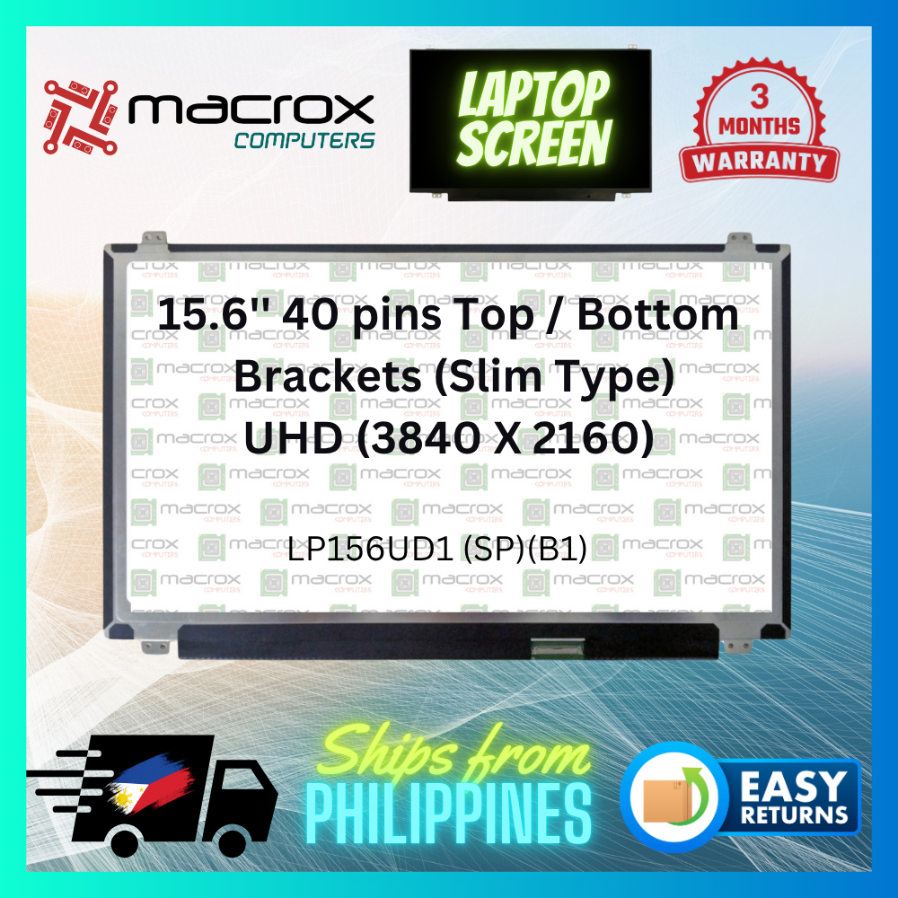 Laptop Screen 15.6'' 40 pins Top / Bottom Brackets (Slim Type) UHD ...