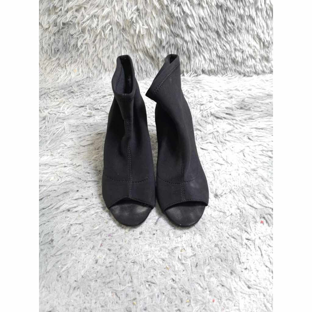 H M Black Peep Toe Boots Shopee Philippines