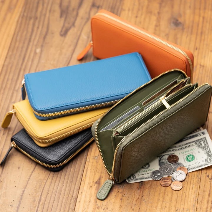 [Mura] Long Wallet Italian Leather Shrink Leather Woman Genuine Leather