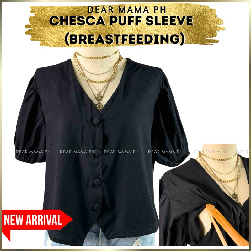 DEAR MAMA PH | CHESCA PUFF SLEEVE BREASTFEEDING TOP | Shopee Philippines