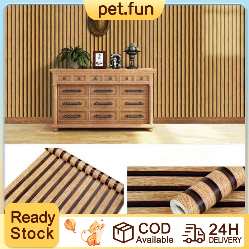 Stripe Wood Pattern Design Wallpaper Sticker PVC Waterproof Self