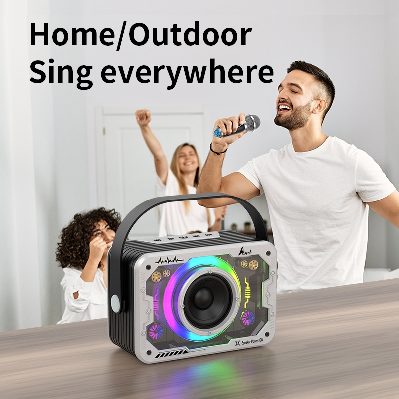 INTOLMALL Home KTV Set Dual Microphone Wireless RGB Bluetooth Speaker ...