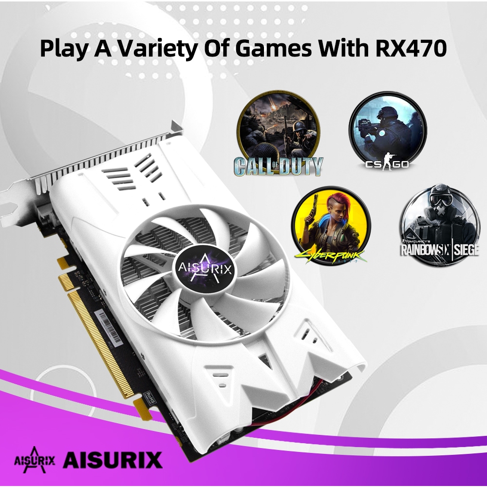 AISURIX RX470 4GB Graphics Card Computer GDDR5 256Bit GPU AMD Video ...