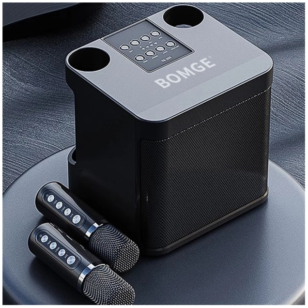 Portable dual wireless microphone with speaker integrated home singing ...