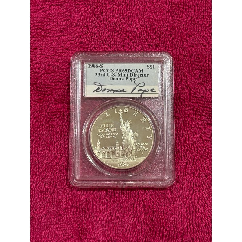 1986S PCGS PR69DCAM 33rd US Mint Director Donna Pope 1 One Dollar Coin