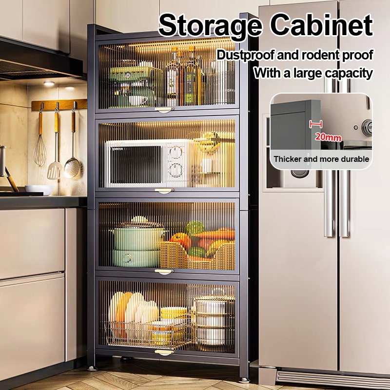 Kitchen Rack Storage Cabinet Carbon Steel For Multi-function Dustproof ...