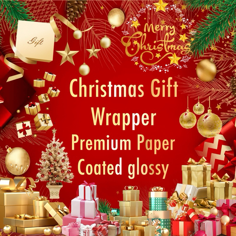 CHRISTMAS GIFT WRAPPER COATED PREMIUM PAPER BY 10 PIECES | Shopee ...