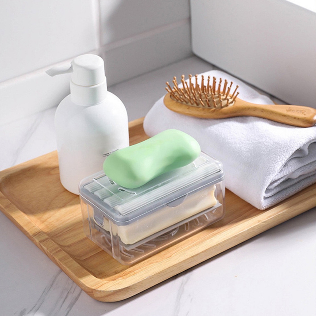 Square Soap Travel Case With Lid Bar Soap Tray And Drain Rack For Bathroom Shower, Portable Soap Rest Holder For Gym, Travel, Camping