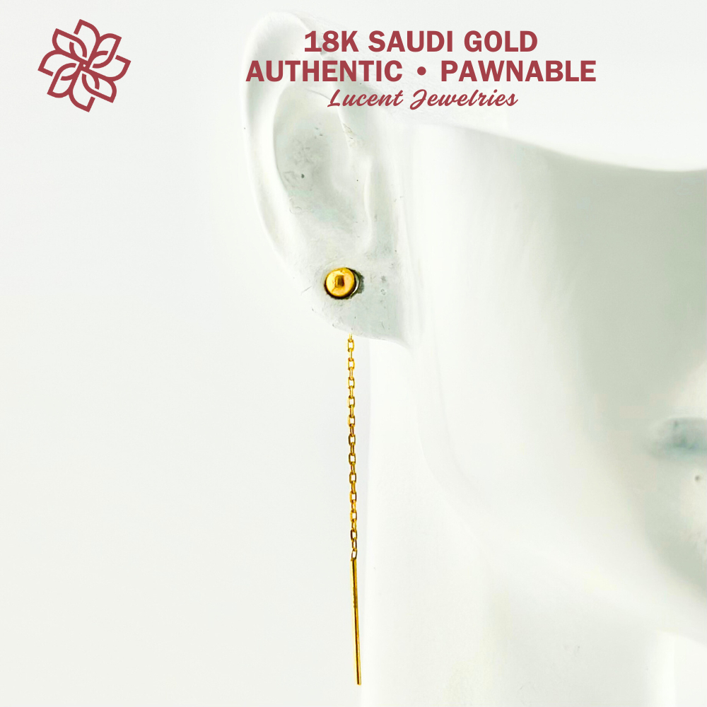 COD PAWNABLE 18K SAUDI GOLD 3mm Whole Ball Tictac Drop Earrings ...