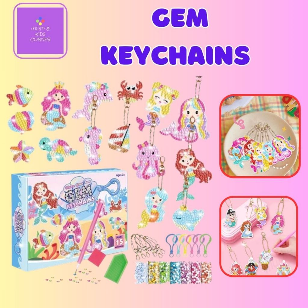 MnKC Diamond Painting Gem Keychains, Make Your Own Crystal Glue Carving ...