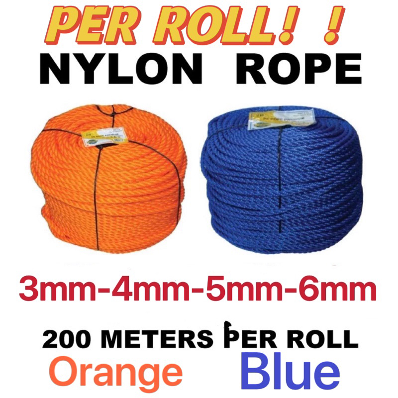 Nylon Rope per Roll 200Meter , 3mm 4mm 5mm | Shopee Philippines