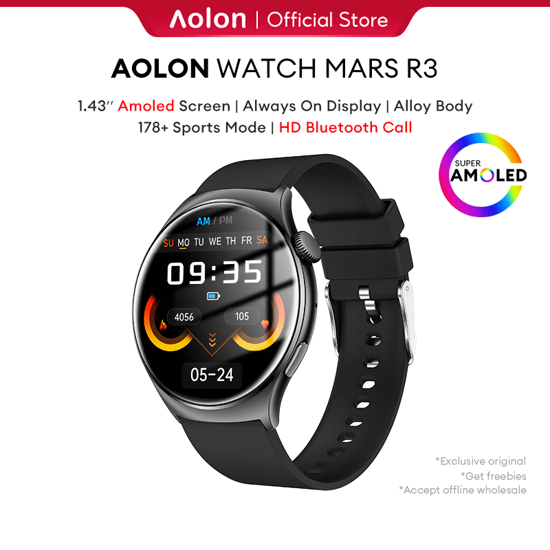 Aolon Mars R3 Smart Watch Original AMOLED Always On Display 200 Watch Face Running Pace Smartwatch