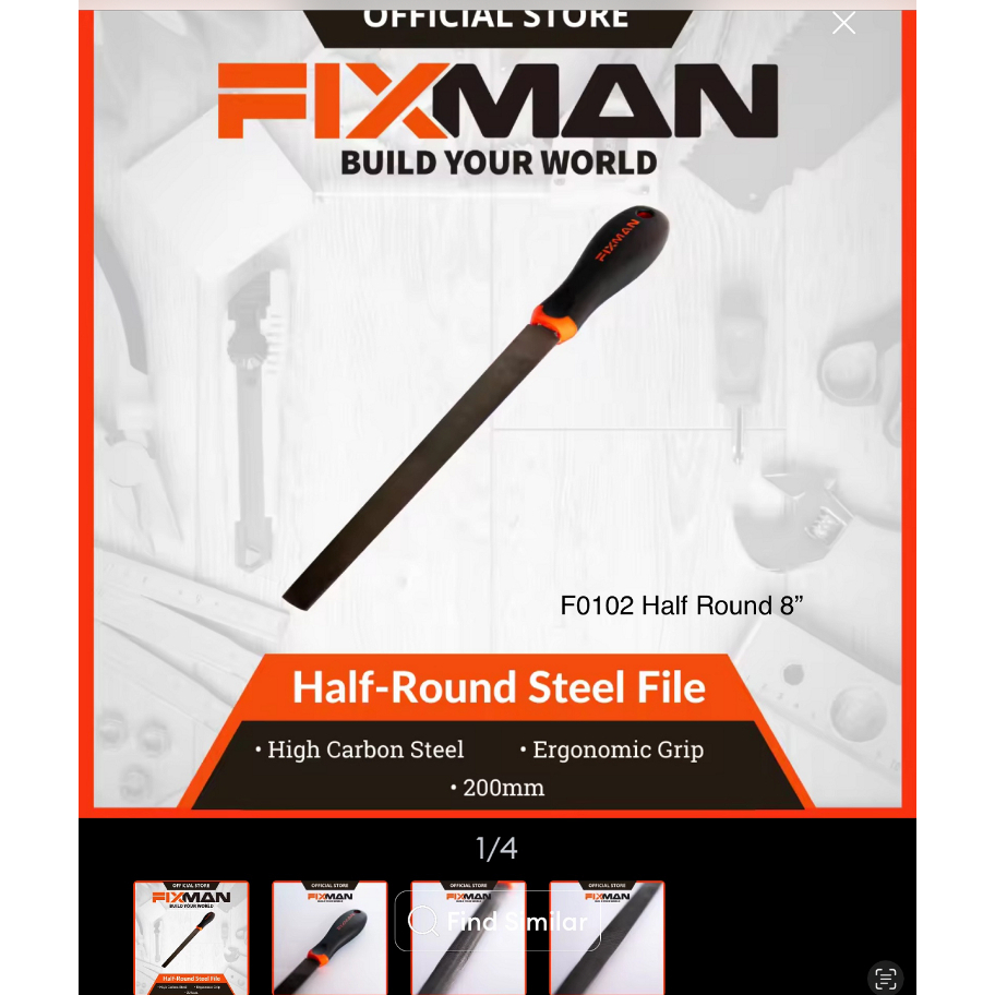FIXMAN Flat Steel File and Half Round Steel File (8