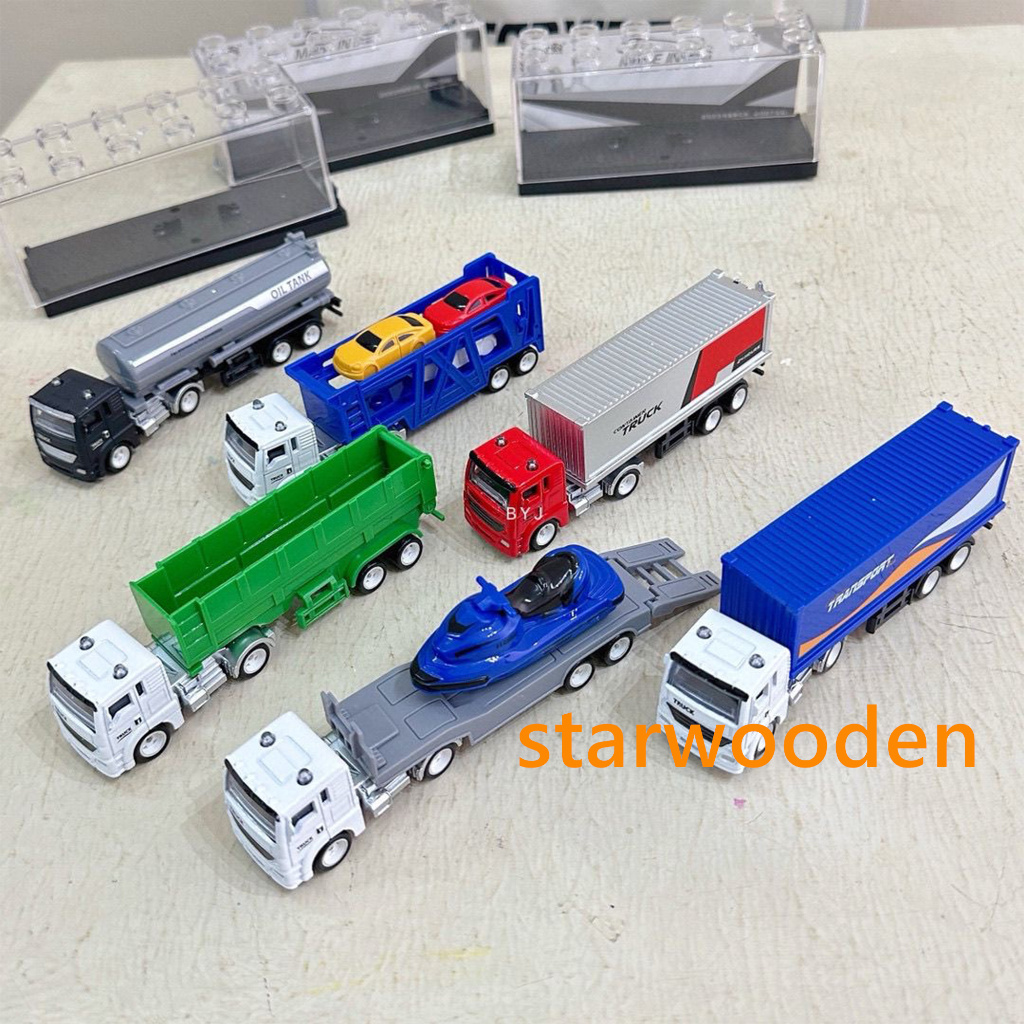 Alloy Friction Powered Semi Trailer Truck w/ minifigure display case ...