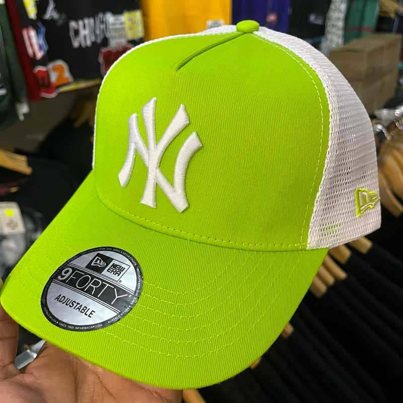 Ny cap light green white aframe net cap curved high quality adjustable