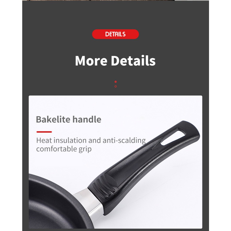 14/16/18cm Nonstick Frying Pan With Handle Steak Fried Eggs Compact