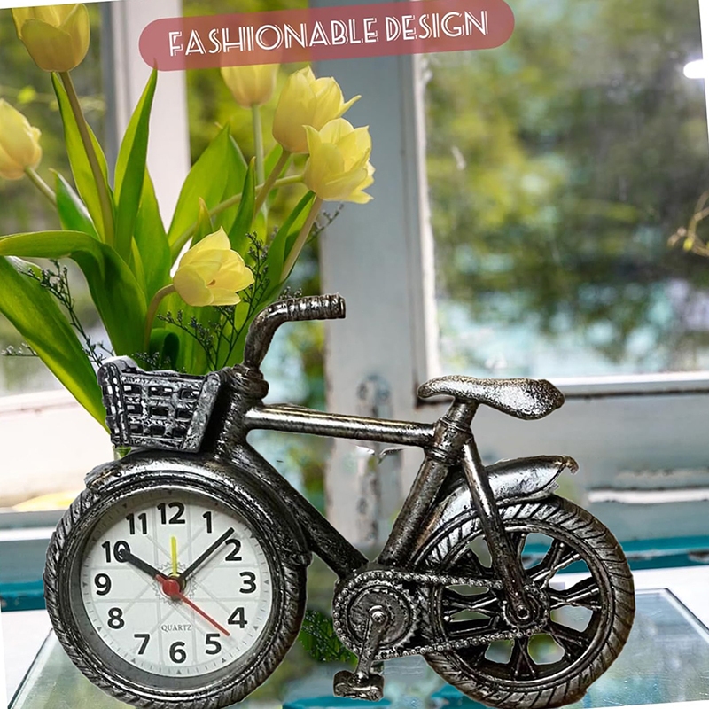 Retro Style Bicycle Shape Creative Table Alarm Clock Bike Desk Clock ...