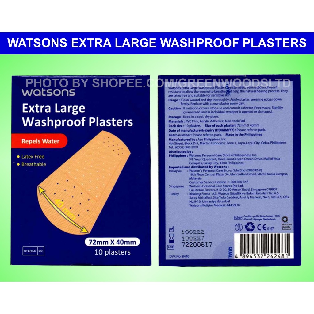 Watson Extra Large Washproof Plasters Latex Free Breathable 72 x 40mm ...