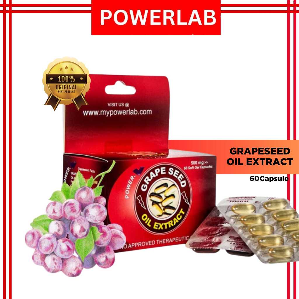 PowerLab Original Grapeseed Oil Extract Powerful Anti Oxidant 60Capsule