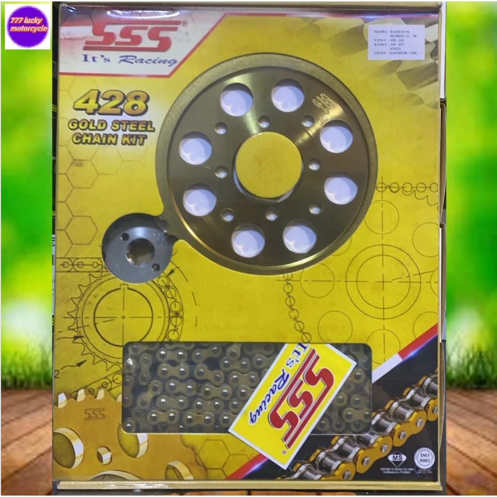 SSS SPROCKET CHAIN SET SNIPER150 RAIDER150 CARB/FI 428H 14T -43 14T-44 ...
