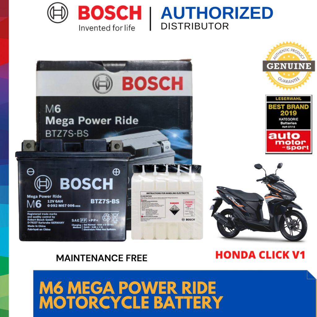 Bosch BTZ7S-BS Battery for Honda Click V1, Bosch Battery, Battery for ...