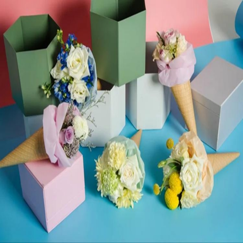 20pcs Bouquet Wrapper Paper Ice Cream Creative Flower Wrapping Fan ...