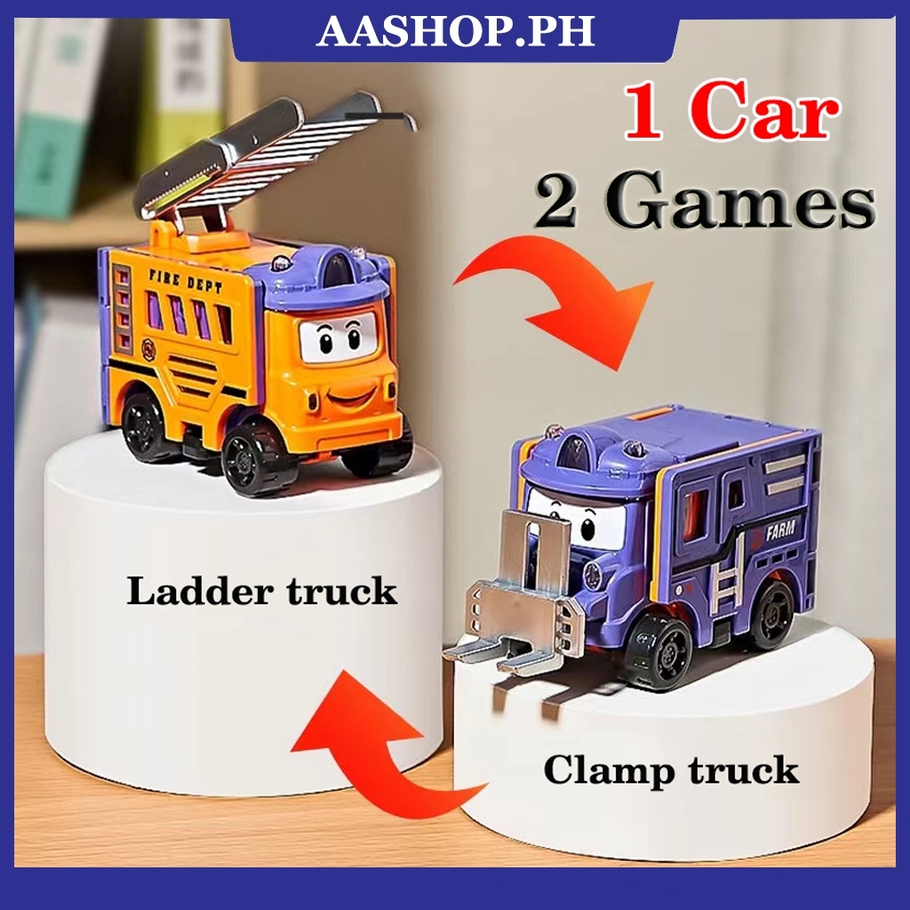 Cartoon children's toy car car model flip deformation reverse car ...