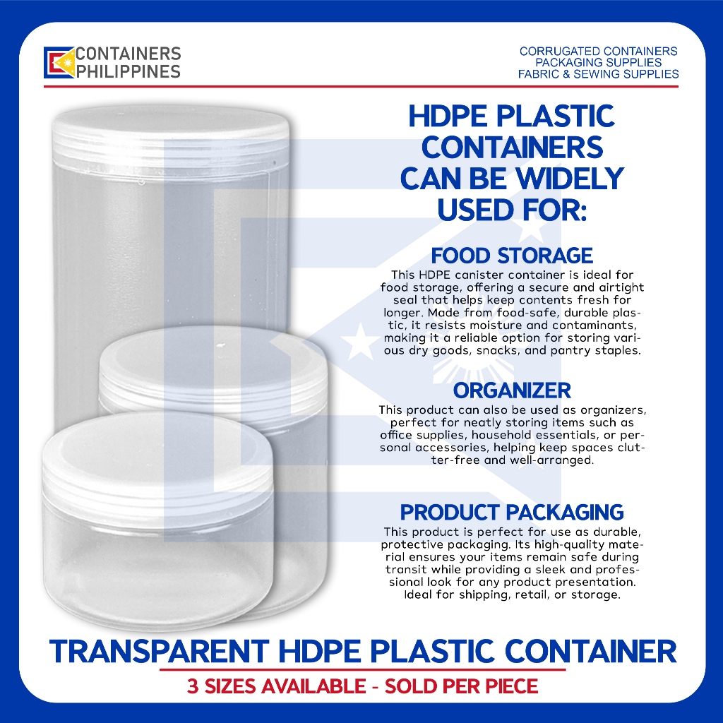 CONTAINERS.PH HDPE Plastic Container Canister Transparent Canister ...