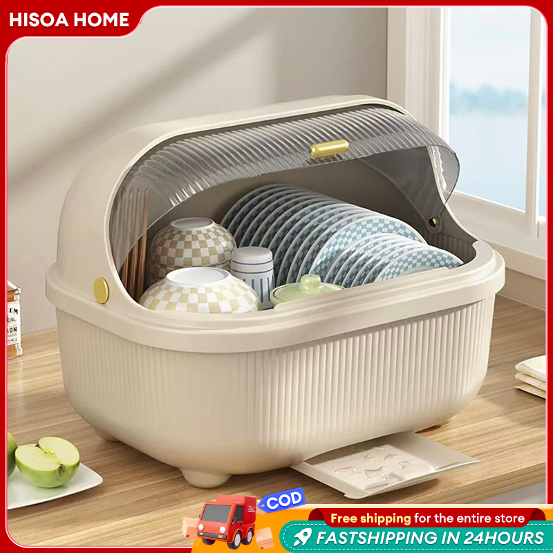 Hisoa【Upgrade】kitchen Plate orgenizer Dish rack with cover Dish drainer ...