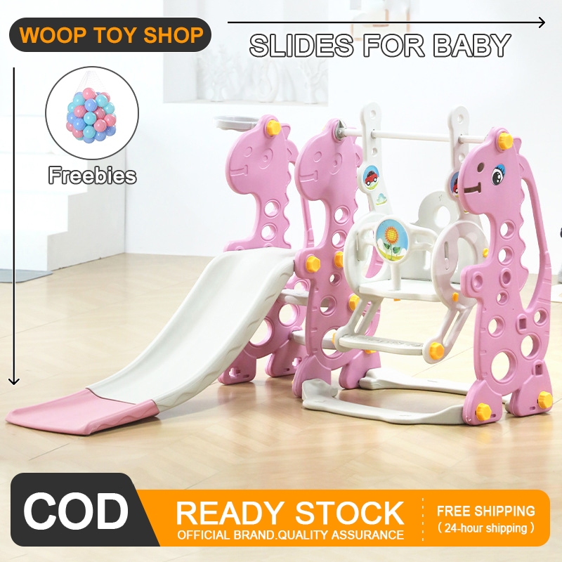 Woop 3 in 1 Slide for Kids Playground Slide Swing Basketball Hoop Slide ...