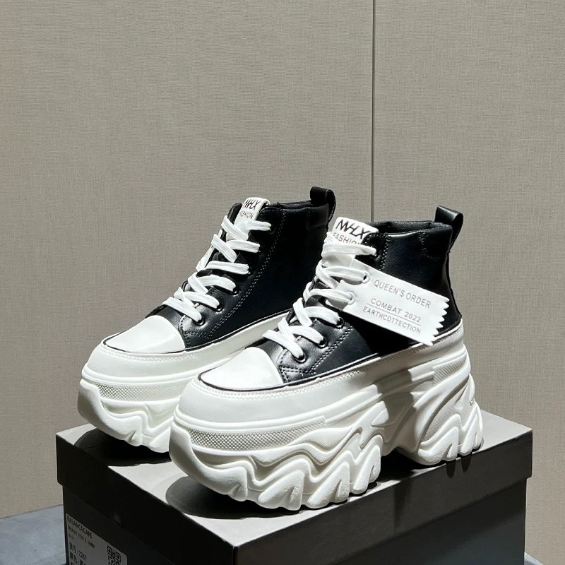 Korean chunky 4 inches high thick sole trend comfortable casual breathable rubber shoes for women Shopee Philippines