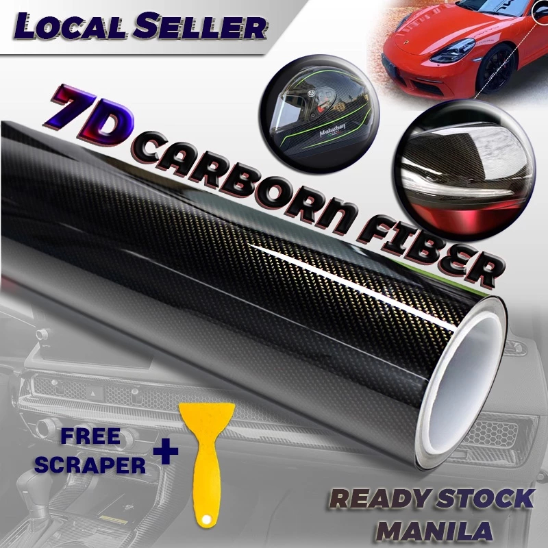 Carspark（Free scraper）7DCar Carbon Fiber Sticker Waterproof Glossy ...