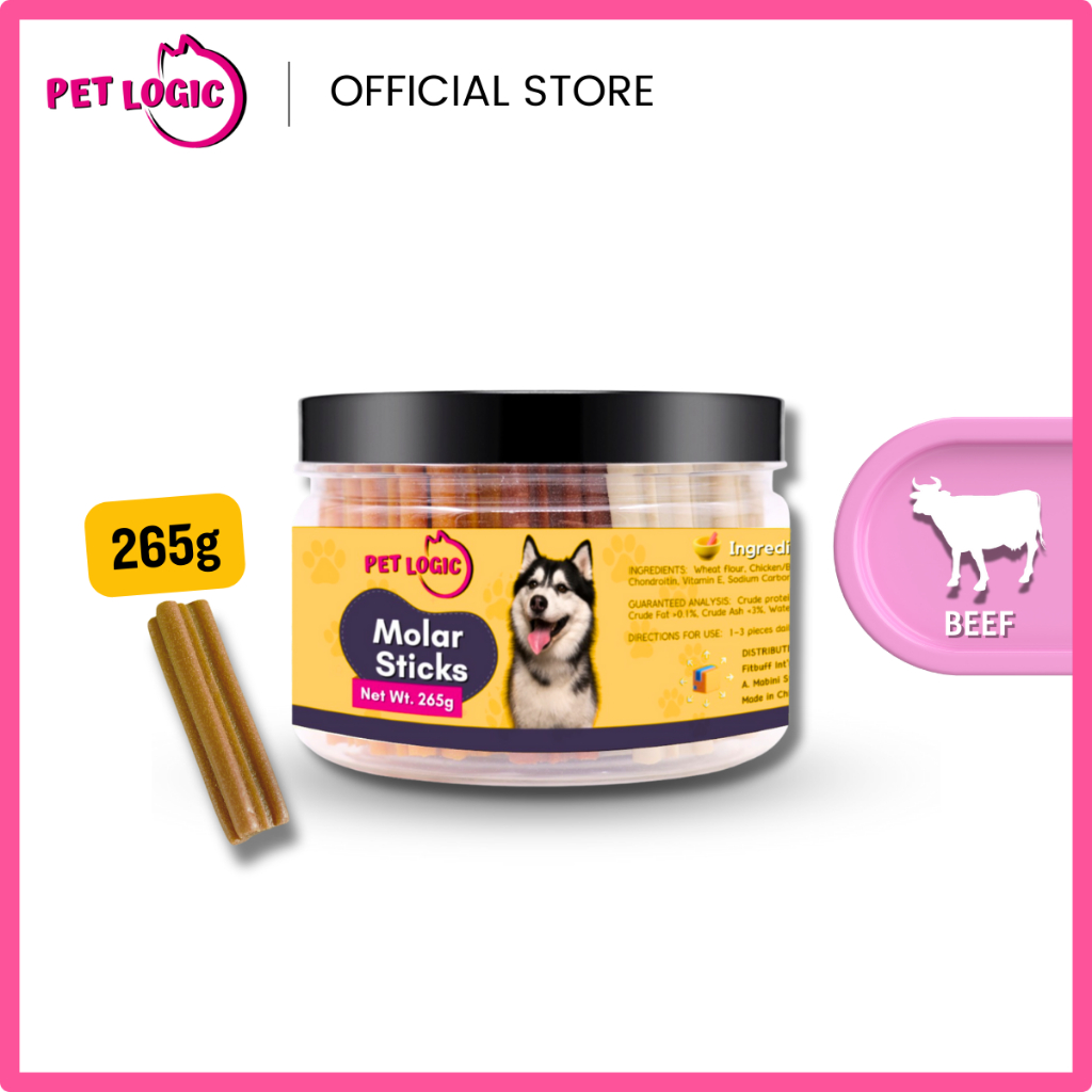 Pet Logic Star Sticks Dental Chews Jar 265g Beef Dog Treats Oral Care