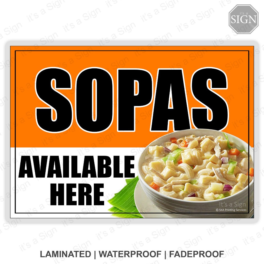 Sopas Almusal Available Here Sari Sari Store Sign - Laminated Signage ...
