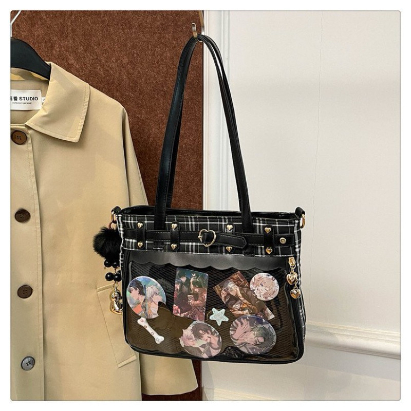 Y2K Checkered Ita bag leather punk japanese fashion visual K